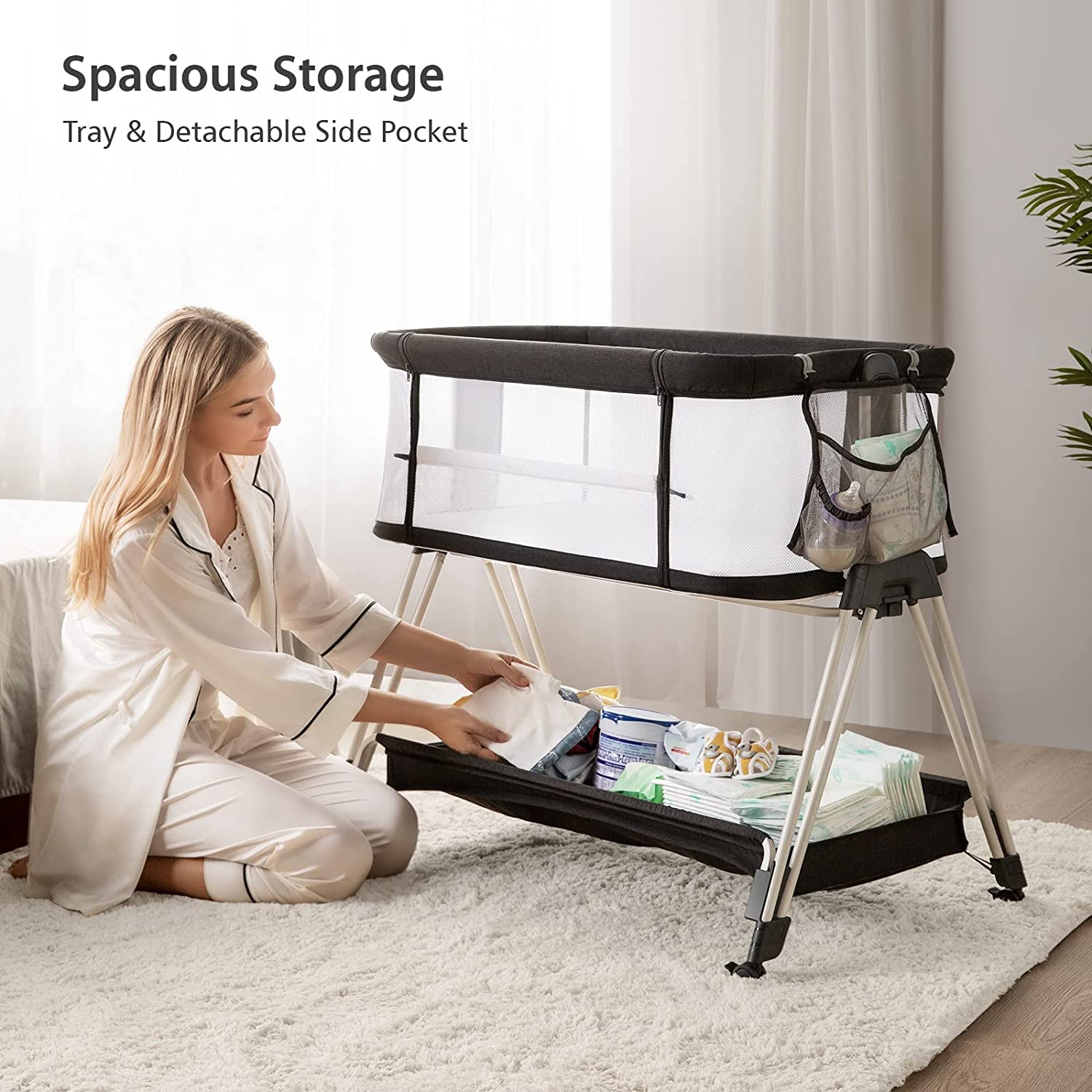 Baby bassinet 2024 with storage